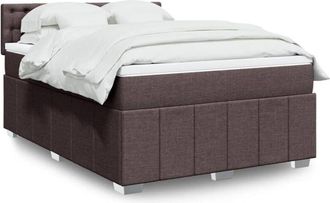 vidaXL Vidaxl - Cama Box Spring Con Colch&oacute;n Tela Marr&oacute;n Oscuro 140x200 Cm