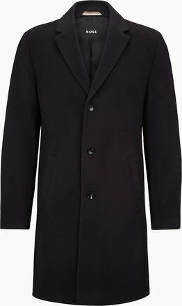 HUGO BOSS Mens Hyde Solid Patterned Lapel Collared Trench Coat - Navy - Size: 40 50