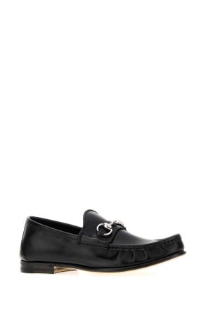 Gucci Mens Black Leather Gucci Lugano Loafers Calf Skin Mocassini