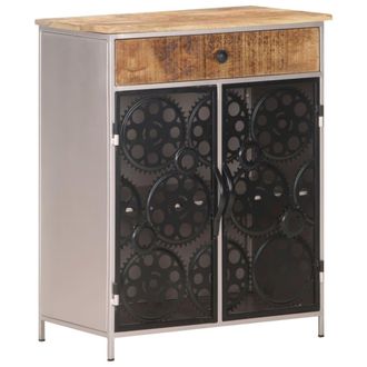 Berkfield Home Sideboard 60x35x75 cm Rough Mango Wood & Iron in Brown | Size: 60 x 35 x 75 cm