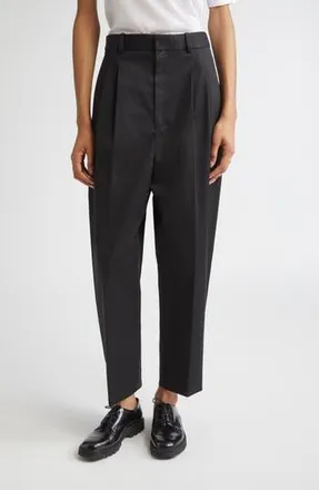 Nellie Partow Rosen Pleated Cotton Stretch Twill Pants in Black at Nordstrom Rack, Size 12