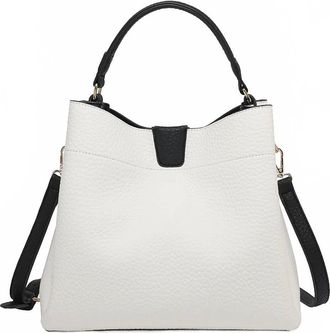 Jen & Co. Womens Tati Lizard Monogrammable Satchel Bag In Black White