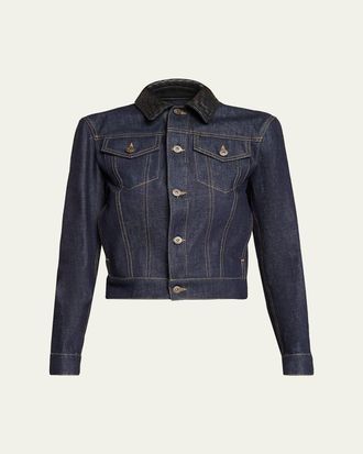 Bottega Veneta Intrecciato Collar Cotton Denim Jacket