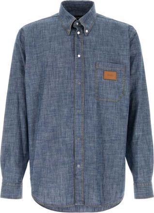 Fendi Blue Logo Regular Shirt