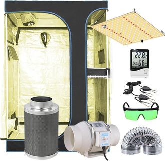 OEM Armario De Cultivo Led, Construcci&oacute;n Duradera, Luces Led Regulables, Ventiladores Centr&iacute;fugos Y Filtro De Aire De Carb&oacute;n Activado, Kit 2 En 1 De 90 X 