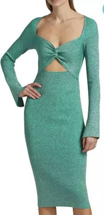 L'agence Boa Twisted Front Metallic Dress In Jade