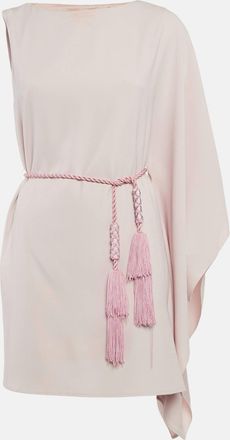 Paule Ka Pink Sateen Asymmetric Sleeve Mini Dress