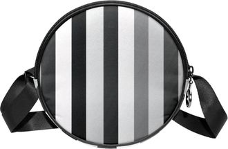 Generic Circle Crossbody Bag for Women, Black White Grey Striped Pattern Small Sling Bag Daypack with Zipper Adjustable Shoulder Straps Casual Ladies Girls Ro