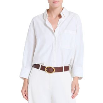 TWP J.D. Pinstripe Cotton Button-Up Shirt in White Multi at Nordstrom, Size Xx-Small