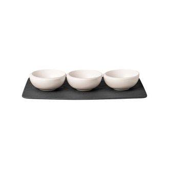 Villeroy & Boch NewMoon Dip Bow & Tray Set 4 pieces in White,black at Nordstrom