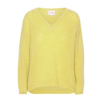 Americandreams Silja V Neck Knit - Dames - V-hals truien - Geel - L - Wol - Truien & Vesten