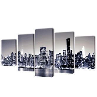 vidaXL Set Stampa Su Tela Da Muro New York Monocromatico 200x100 Cm Vidaxl