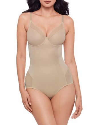 Miraclesuit Sexy Sheer Shaping Padded Cup Bodysuit In Beige