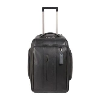 Piquadro Omzetbare Trolley Rugzak voor PC en i Pad - Dames - Handbagage koffer - Zwart - ONE Size - Leer - Koffers