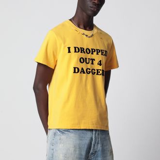 Dagger T-shirt gialla con strappi I Dropped Out For Dagger