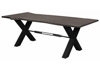 Massivmoebel24 Tavolo Da Pranzo In Legno Di Acacia 200x100x76 Grigio Scuro Laccato Iron Label 116