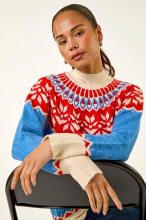 Roman Fairisle High Neck Knit Jumper