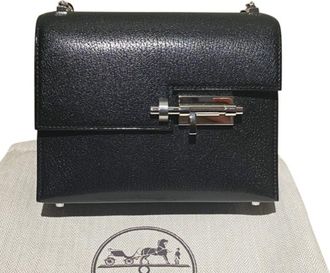 Hermès Noir Chamkila Leather Verrou Chaine Mini Bag PHW