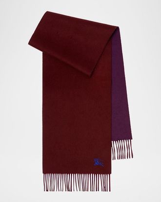 Burberry Mens Cashmere EKD Embroidered Double-Faced Scarf