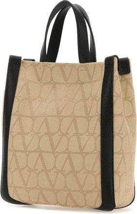 Valentino Garavani Mens Beige Toile Iconographe Shopping Bag Chinosnero Borse A Mano