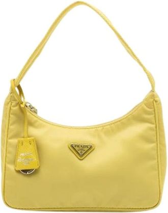 Prada Pre-owned Nylon Shoulder Bag - Dames - Vintage Schoudertas - Geel - ONE Size - Nylon - Vintage