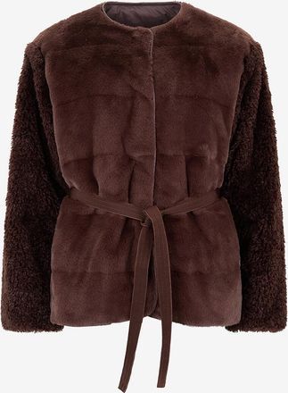 Moncler Kunstpelz- und Fleecedaunenjacke Jouillat