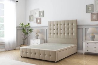 Sloomy Berlin Coniston Divan Base 2 Drawers - 54 Headboard & 12 Footboard in Cream | Size: Super King