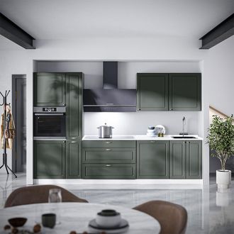 Vicco Mueble De Cocina Fame-line, Verde Dorado Casa De Campo/blanco, 310 Cm, Et Antracita, Vicco
