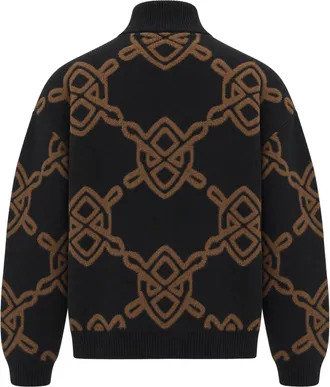 Daily Paper Clothing Logo Chain-Motif Zip-Up Sweater - Black