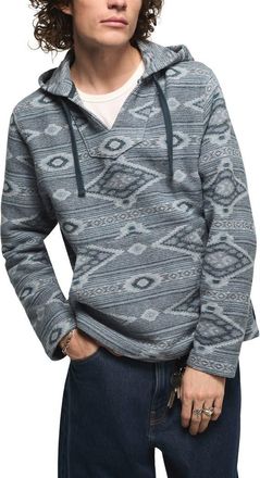 Lucky Brand Baja Woven Cotton Jacquard Pullover Hoodie in Blue Multi at Nordstrom, Size Xx-Large