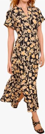 Ulla Johnson Nadya Short Sleeve Midi Dress In Tourmaline