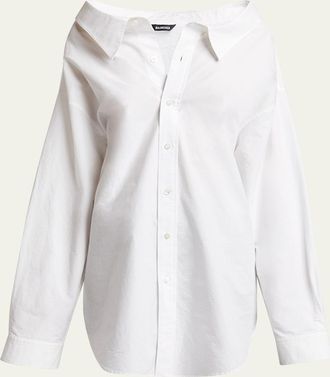 Balenciaga Off-Shoulder Oversized Poplin Shirt