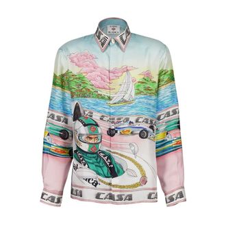 Casablanca Casual Shirts, male, Multicolor, M, The Art of Racing Silk Twill Shirt
