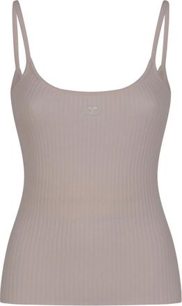 Courr&egrave;ges Ribbed Logo-detail Top