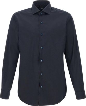 Barba Cotton Shirt - Heren - Casual Overhemden - Blauw - M - Katoen - Overhemden