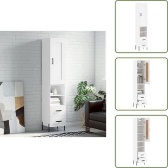 vidaXL The Living Store Credenza Bianca 34,5x34x180 cm in Legno Multistrato - Credenza moderna