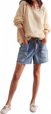 Free People Moxie Barrel Shorts In Truest Blue