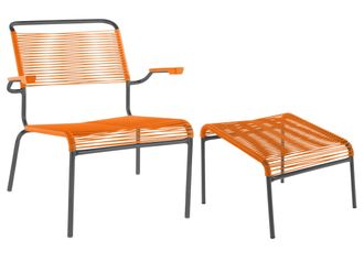 Schubiger M&ouml;bel Spaghetti-Lounger + Hocker S&auml;ntis mit Armlehnen