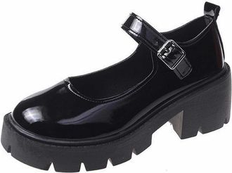 Generic Mary Janes Shoes Womens Platform Faux Leather Sweet Toe Ankle Lolita Gothic Platform Dress Pumps Shoes Chunky Platform Shoes Retro Buckle Strap Round 