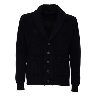 FILIPPO DE LAURENTIIS Truien & Vesten, Heren, Blauw, 2Xl, Katoen, Sjaalkraag vest