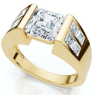 Pompeii3 Certified 5.40Ct Mens Asscher Cut Diamond Ring 14k Gold Lab Grown