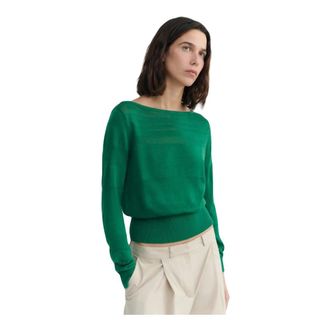 Thinking Mu Be Semi Transparent Knitted - Dames - Ronde hals truien - Groen - L - Truien & Vesten
