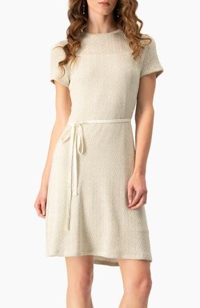 Ivonne Womens Short Sleeve Textured Knit A-Line Dress in Gold at Nordstrom, Size Medium