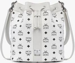 MCM Medium Dessau Drawstring Bag in Visetos in White at Nordstrom