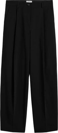Toteme Single Pleat Cotton Broeken - Dames - Wijde Broeken - Zwart - S - Katoen - Broeken