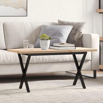 vidaXL Vidaxl - Mesa De Centro Marco X Madera Maciza Pino Y Acero 100x50x45,5cm