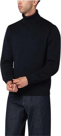 Roberto Collina Merino Wol Trui met Col - Heren - Coltruien - Blauw - 2XL - Wol - Truien & Vesten