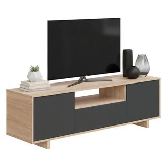 Dmora Mueble De Tv Dnard, Aparador De Televisi&oacute;n De Sal&oacute;n, Mueble Tv 3 Puertas, Aparador Bajo Para Sal&oacute;n, 150x41h46 Cm, Roble - Dmora