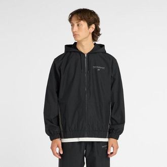 New Balance Uomo Trackside Woven Jacket in Nero, Politessuto, Taglia 2XL