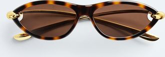 Bottega Veneta Knot Cat Eye Sunglasses - Brown - Unisex - 70% Polyamide & 30% Metal